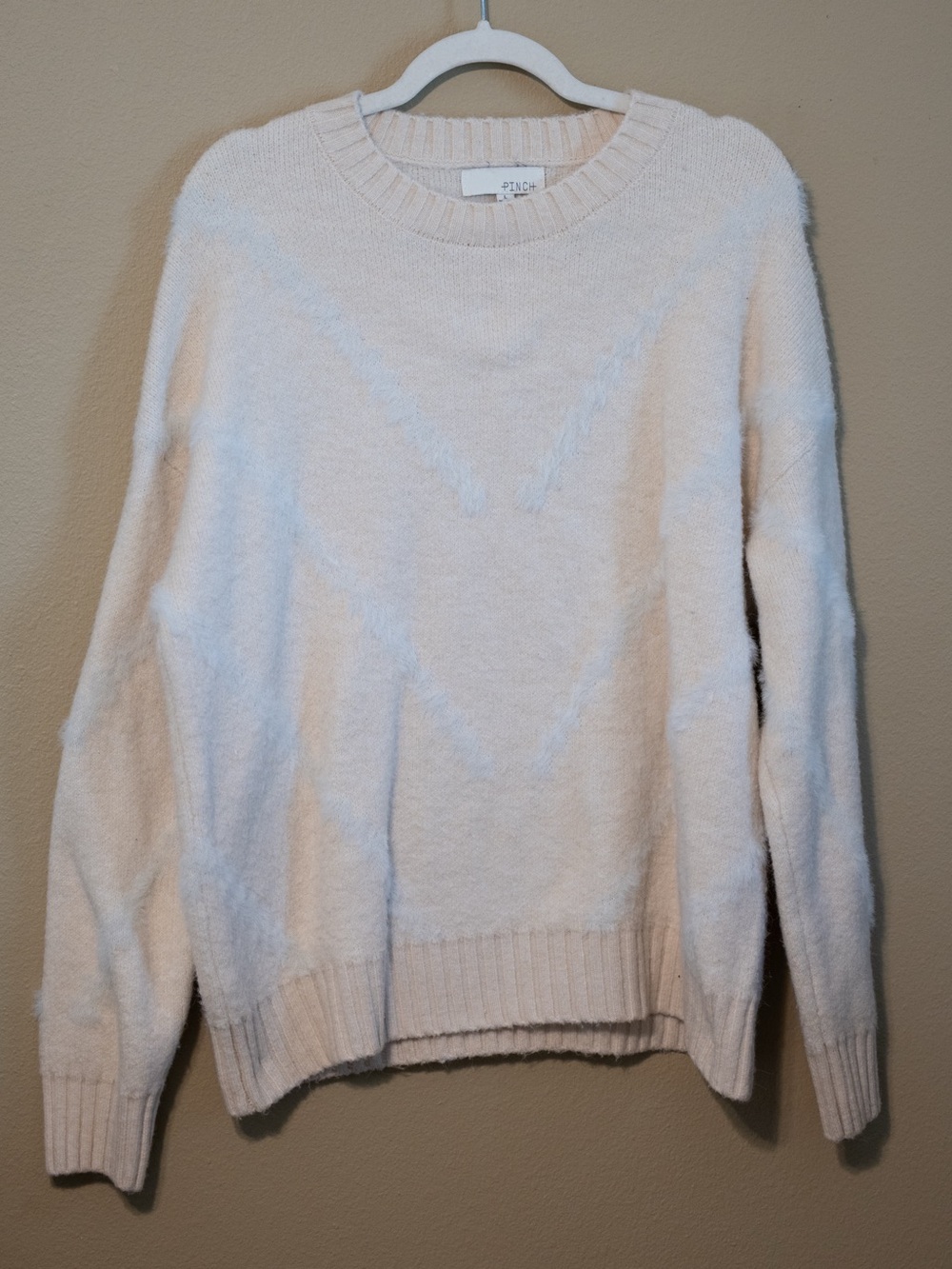 Pinch Cream Fuzzy Knit Sweater Soft Cozy Pullover